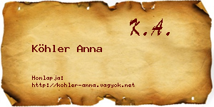 Köhler Anna névjegykártya