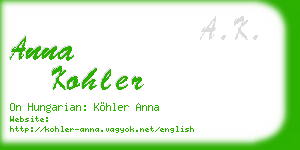 anna kohler business card