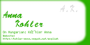 anna kohler business card